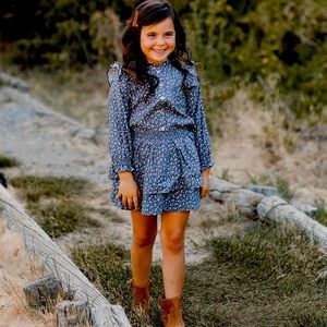 Rylee + Cru indigo, flower skirt 8/9